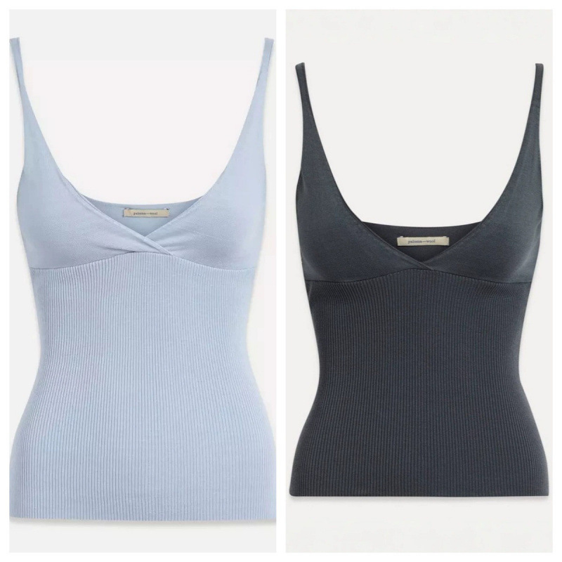 paloma wool in stock-embroidered V-neck slim-fit linen sleeveless short rib knit suspender top