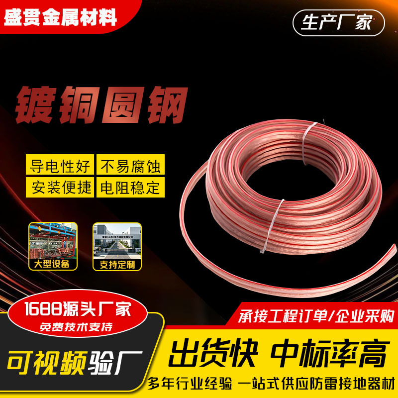 镀铜圆钢接地线防雷接地网铺水平接地连接线铜包钢圆线覆铜钢圆钢