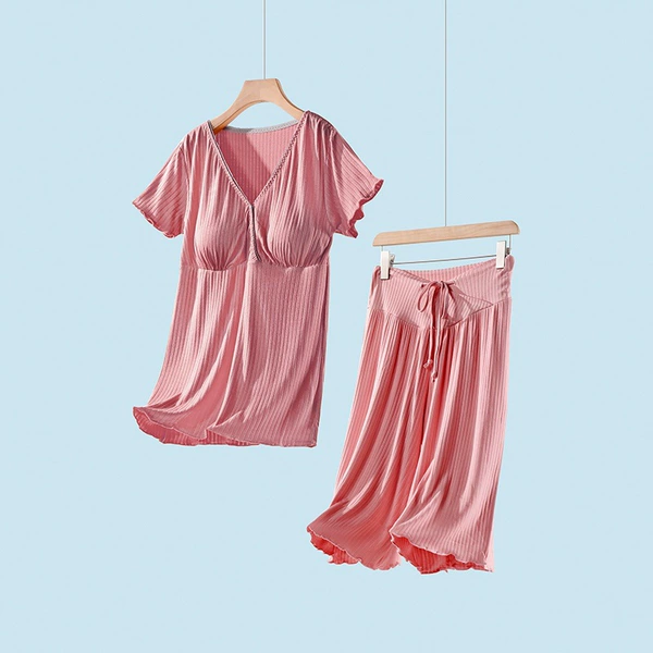 Bean Sausage Modal Cross Short Sleeve + Cropped Pants