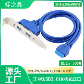 工厂直销 USB3.0后置扩展挡板线 usb挡板20P主板双口机箱扩展线