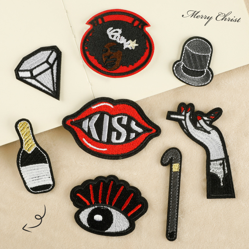 朵酷电脑绣花标章仔徽章服装辅料背胶手账补丁贴跨境电商刺绣布贴