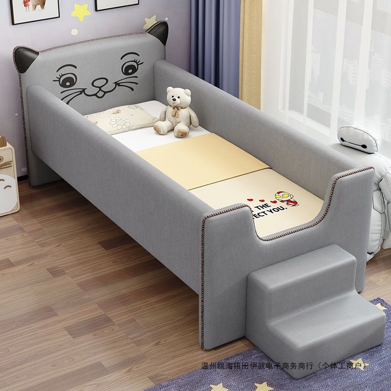 Children's Bed with Guardrails for Boys and Girls, Princess Crib Spliced ​​With Large Bed, Widened Spliced ​​Bed Side Bed, Newborn Crib