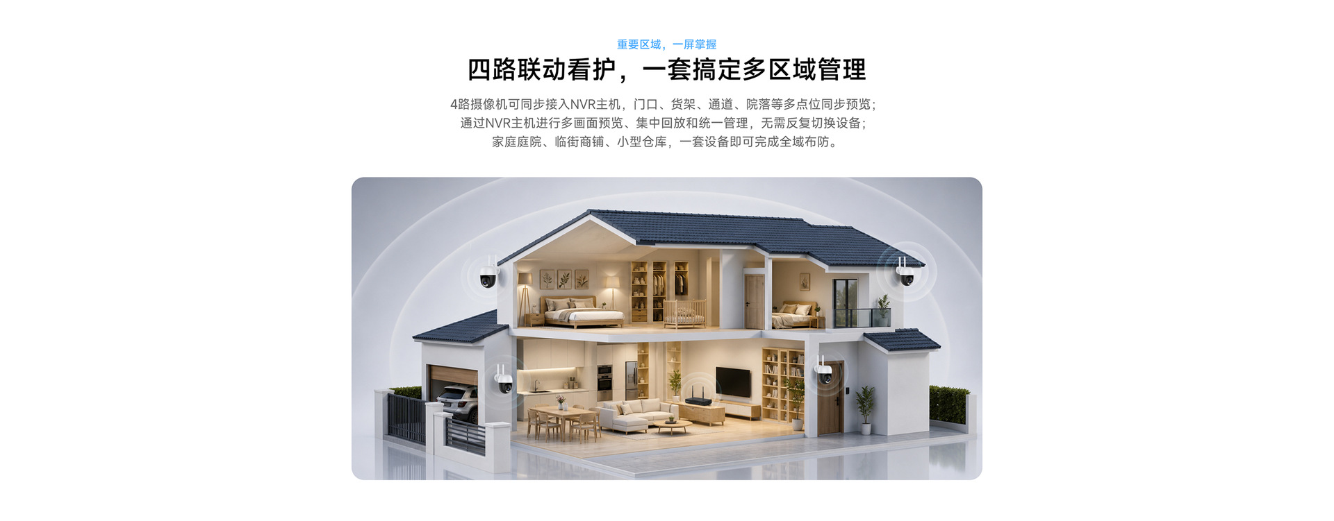 跨境专供无线监控4路NVR硬盘录像机套装一体套装无线监控厂家