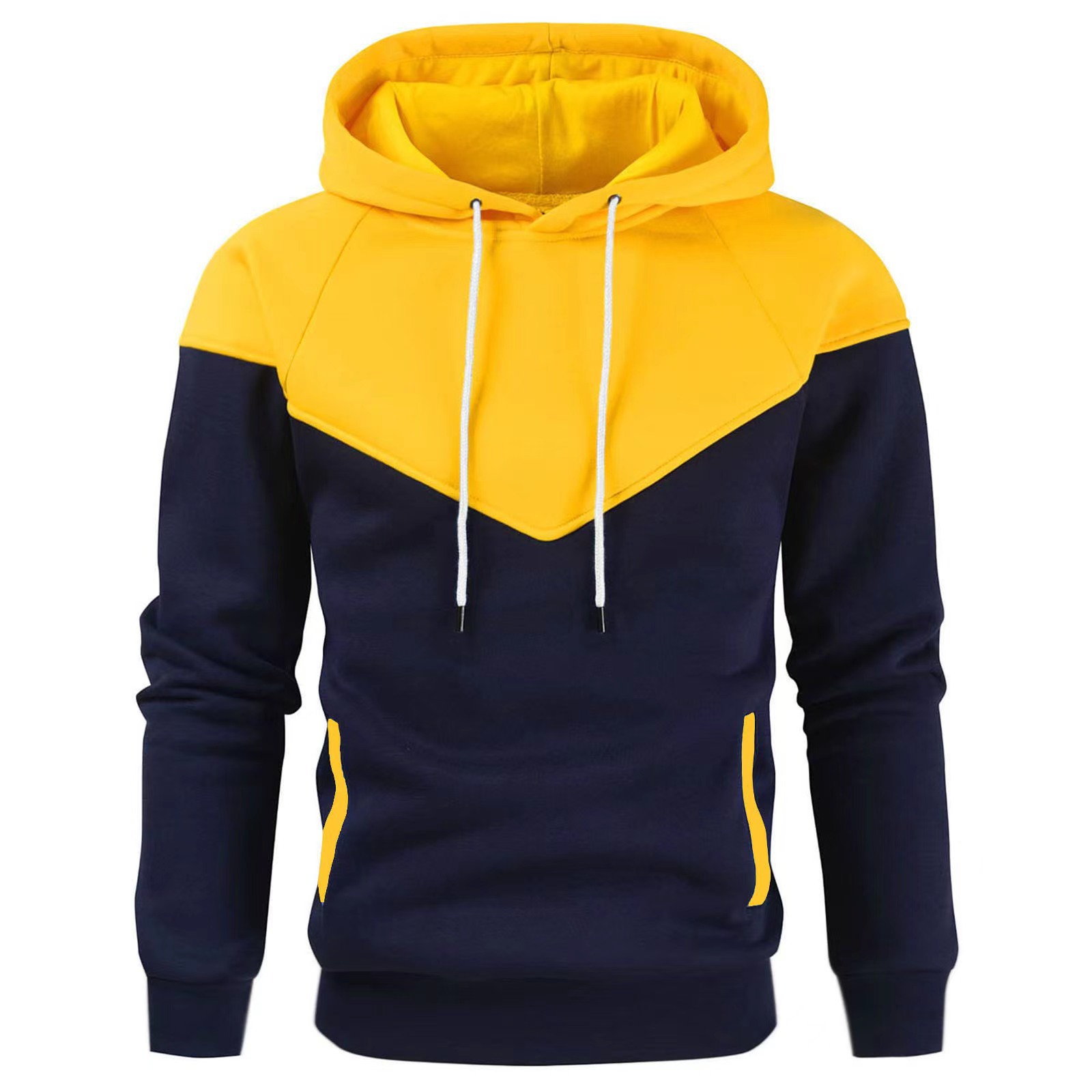 Men's Fleece Colour Block Pullover Sweatshirt For Winter_voghion.com