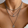 Necklace, coins, metal pendant, chain, European style, suitable for import, punk style