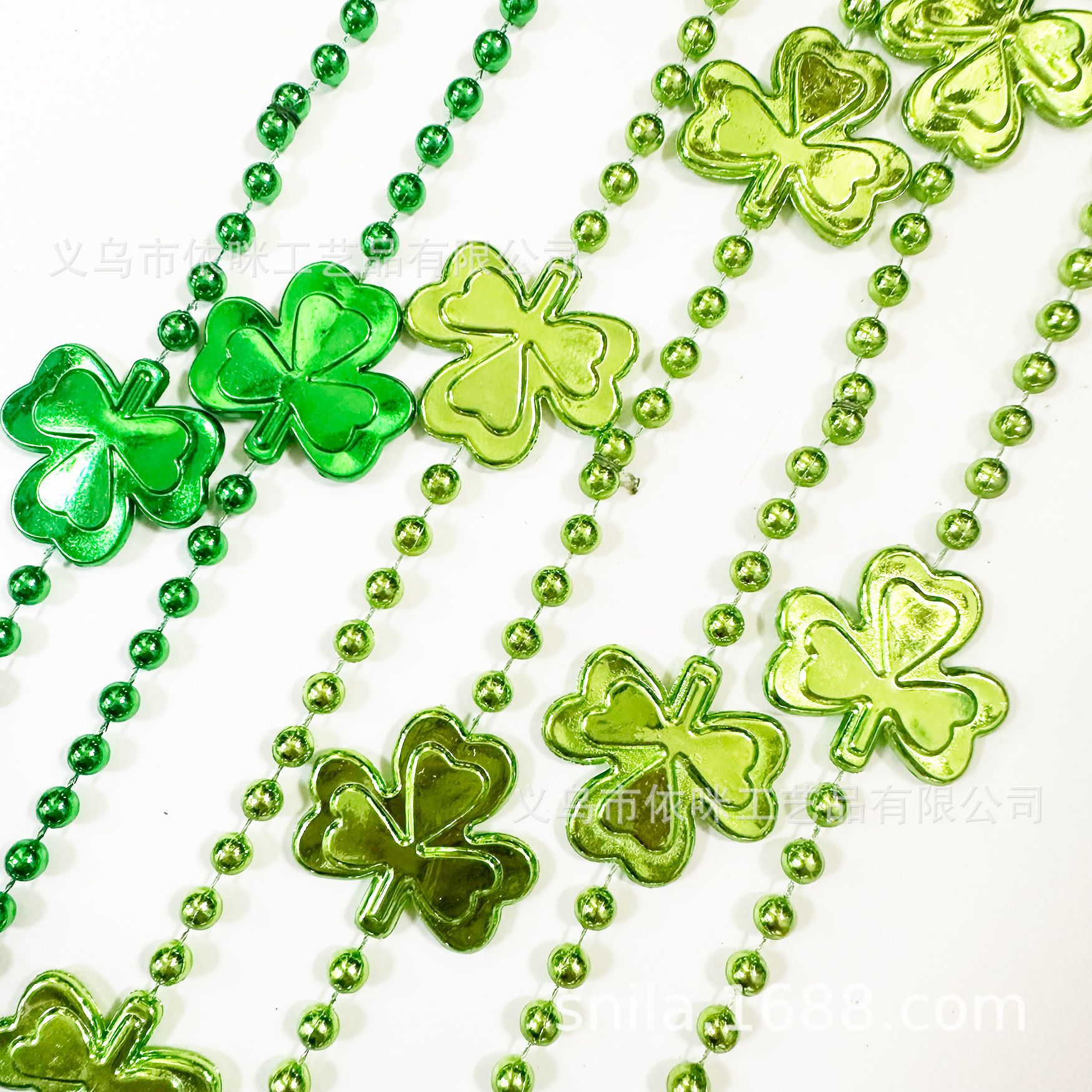 Collar de San Patricio Collar de día de Irlanda Cadena de cuentas de trébol Festival Carnaval Fiesta Cadena de cuentas Exclusivo transfronterizo