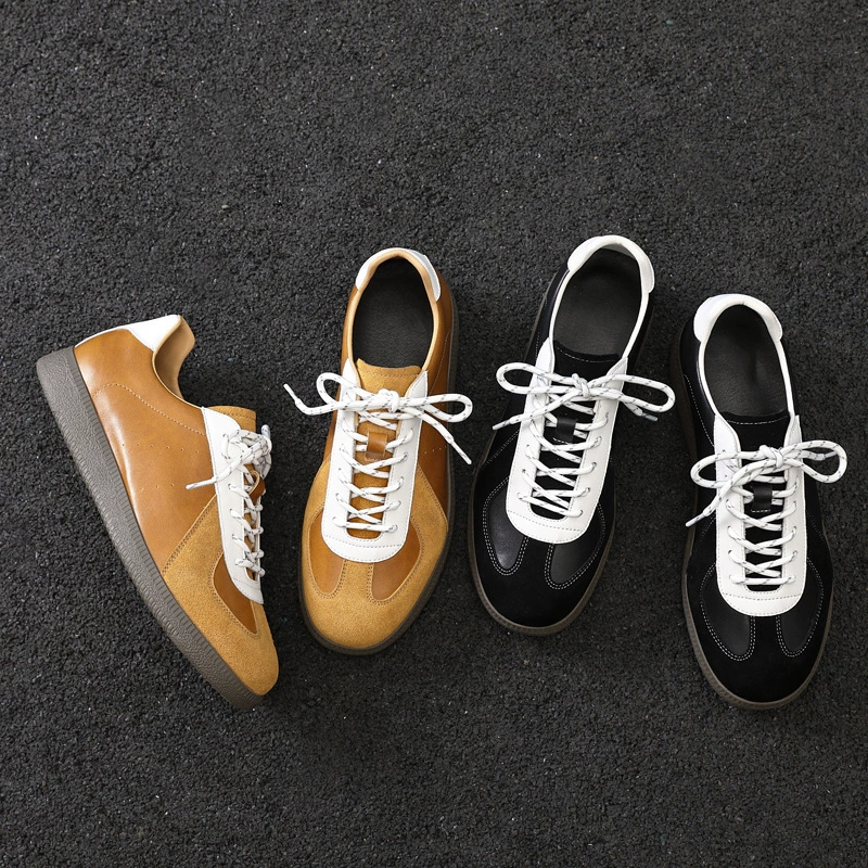 2025 новый модный кожаный тренд нишевые кроссовки спортивная повседневная обувь дикая доска мужская ретро немецкая обувь