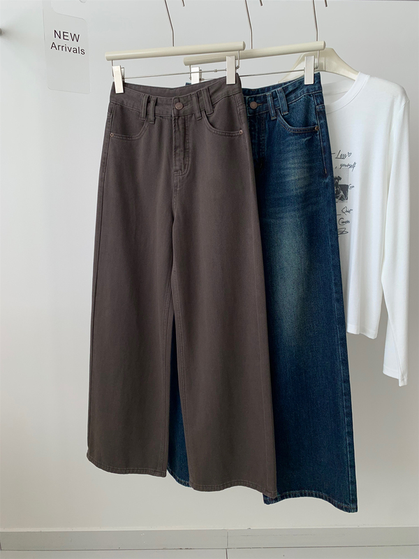 American-style retro dark blue slim-fit jeans for women, high-waisted straight-leg casual pants, 26-inch floor-length pants, new autumn style American-style retro dark blue slim-fit jeans for women, high-waisted straight-leg casual pants, 26-inch floor-length pants, new autumn style