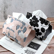 桌面PU皮革紙巾盒客廳家用創意花朵抽紙盒車載紙巾包洗臉巾收納盒