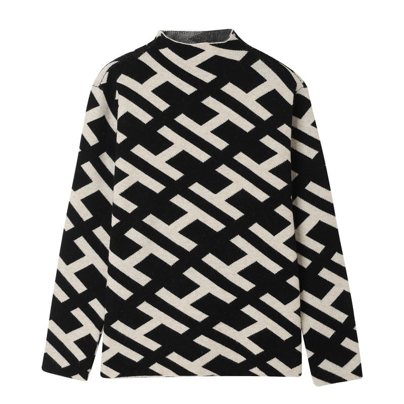 Otoño/Invierno 2024 Nuevo otoño/invierno letra de pelo Jacquard top temperamento suéter versátil base delgada