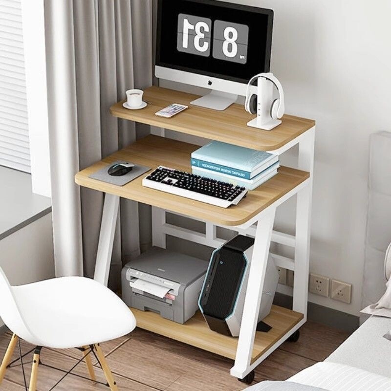 Small Computer Desk for Small Apartments, Mini Mobile Desk for Home Use, Simple Double-Layer Desktop Computer Desk for Bedroom Small Computer Desk for Small Apartments, Mini Mobile Desk for Home Use, Simple Double-Layer Desktop Computer Desk for Bedroom