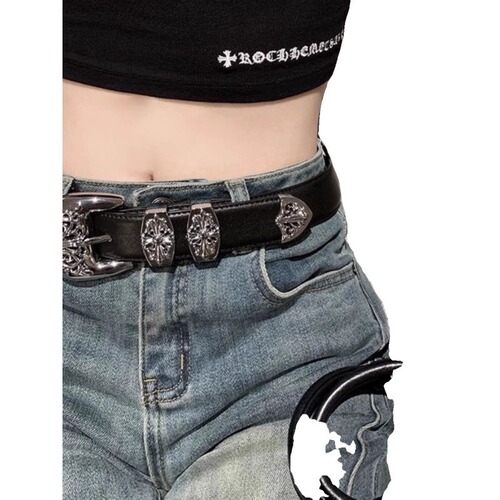 Retro inlaid rhinestone love single belt hot girl sweet new Y2K disco student jeans belt