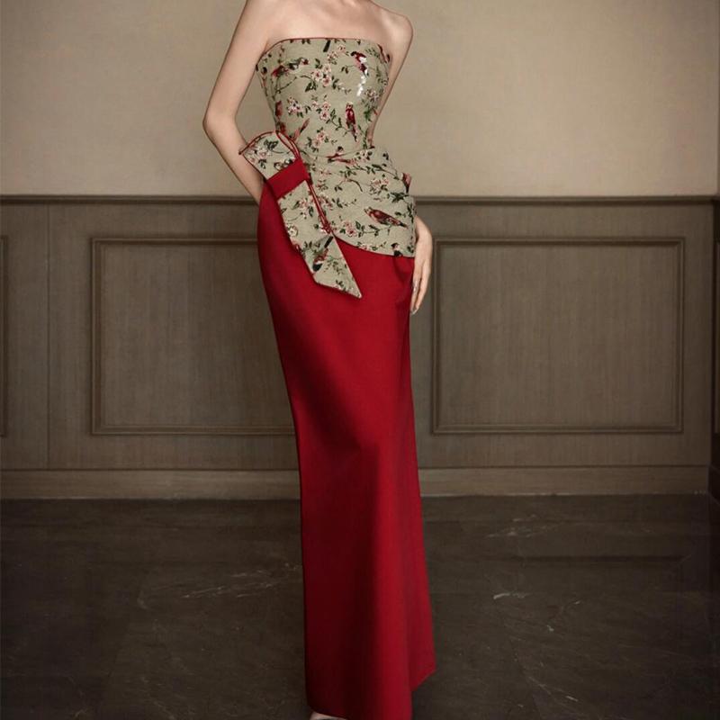 Morning Dress for Women Bride French High-end Tube Top Toast Dress New Chinese Engagement Dress Long dress