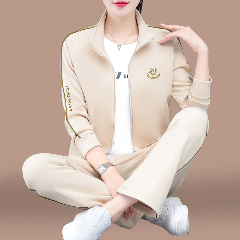 立领外套运动套装女2025新款春秋中年妈妈时髦洋气宽松休闲两件套|undefined