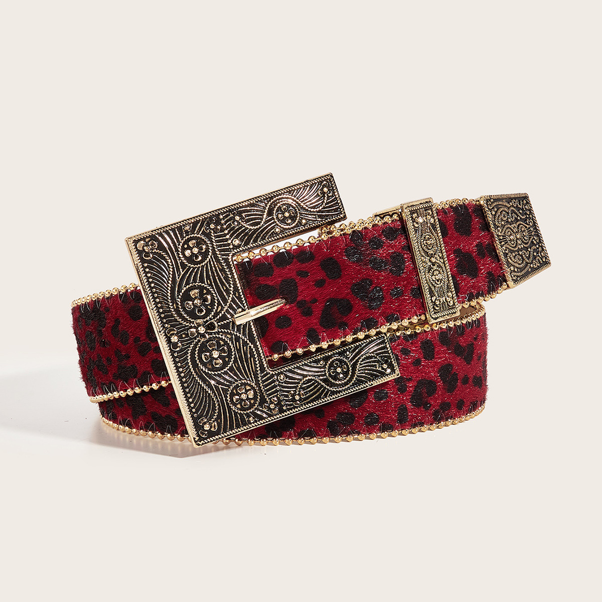 Luipaardprint riem dames Amerikaanse retro decoratieve ins stijl gepersonaliseerde riem_voghion.com