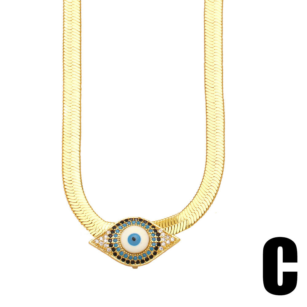 Fashion Heart Shape Eye Copper Inlay Zircon Pendant Necklace 1 Piece