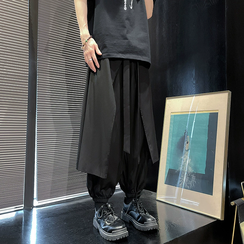 2025 новый китайский стиль B китайский стиль темный нерегулярный нишевые дизайн широкие юбки брюки брюки брюки брюки мужское поколение волос