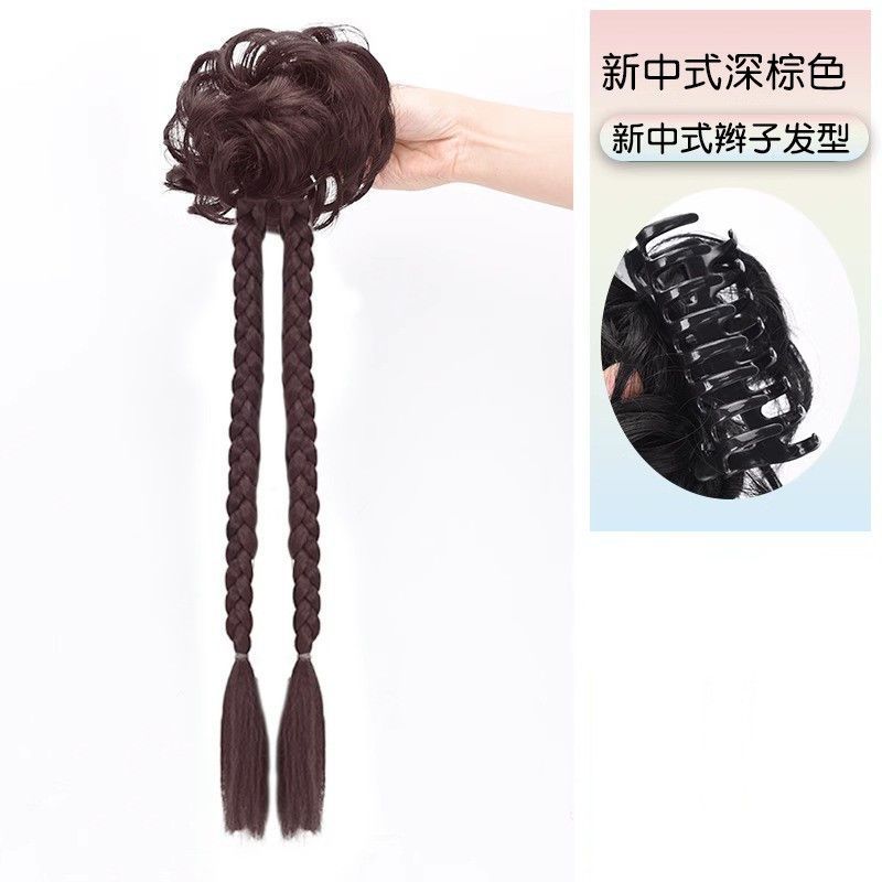 Peluca Cola de Caballo mujer nuevo estilo chino Pelo trenzado estilo antiguo bolso de pelo Internet celebridad giro natural trenza larga trenza de boxeo peluca