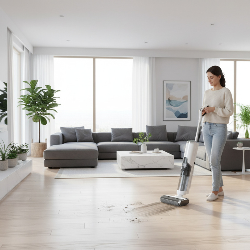 Fully Automatic Intelligent Washing and Vacuuming Machine, All-In-One Washing, Mopping, Suction, and Drying Household Floor Cleaning Machine, Dual-Use Electric Mop for Both Dry and Wet Cleaning