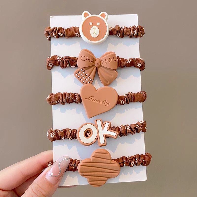 Cuerdas de cabello de color leche para niños flores anillo de cabello arco de goma para niñas no lastimar el cabello banda de goma para el cabello para niñas