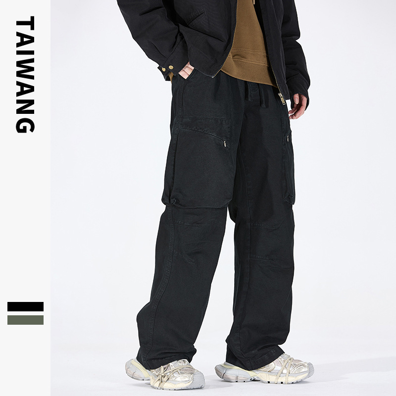 Men's Clothing Wear Retro Paratrooper Pants Garment Dyeing Workwear Loose Multi Pocket Pants Men's Trousers_voghion.com