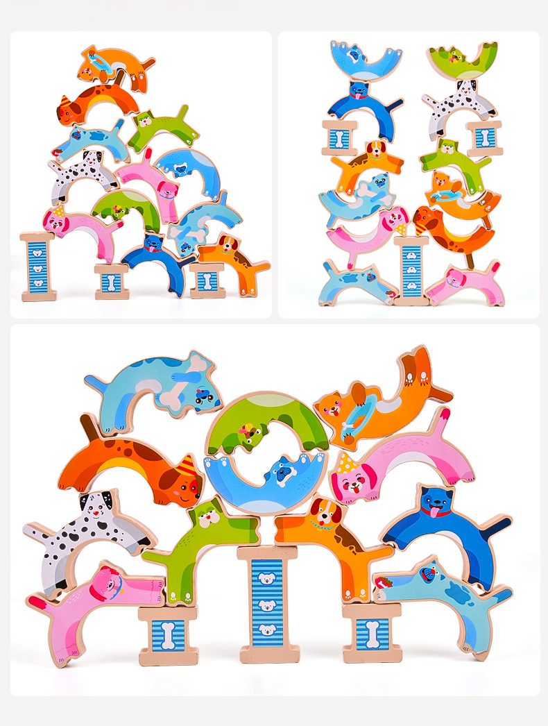 Domino, Dog Stacking, Tall Strongman Stacking, board game, balance building blocks, adult stress-relieving wooden toys detail image 10