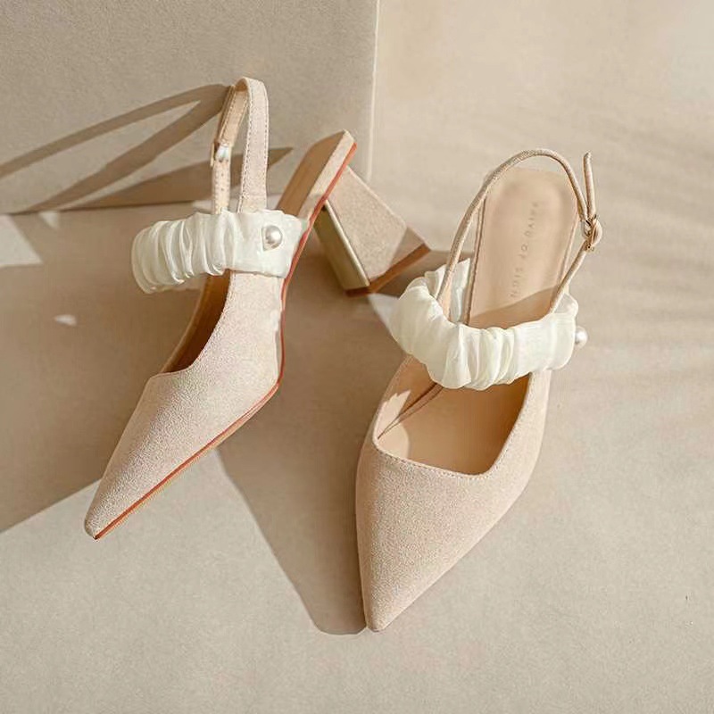 Franse hoge hakken dames bovenkleding 2023 zomer nieuwe mode veelzijdige comfortabele superzachte riem met één woord gesp en rok_voghion.com