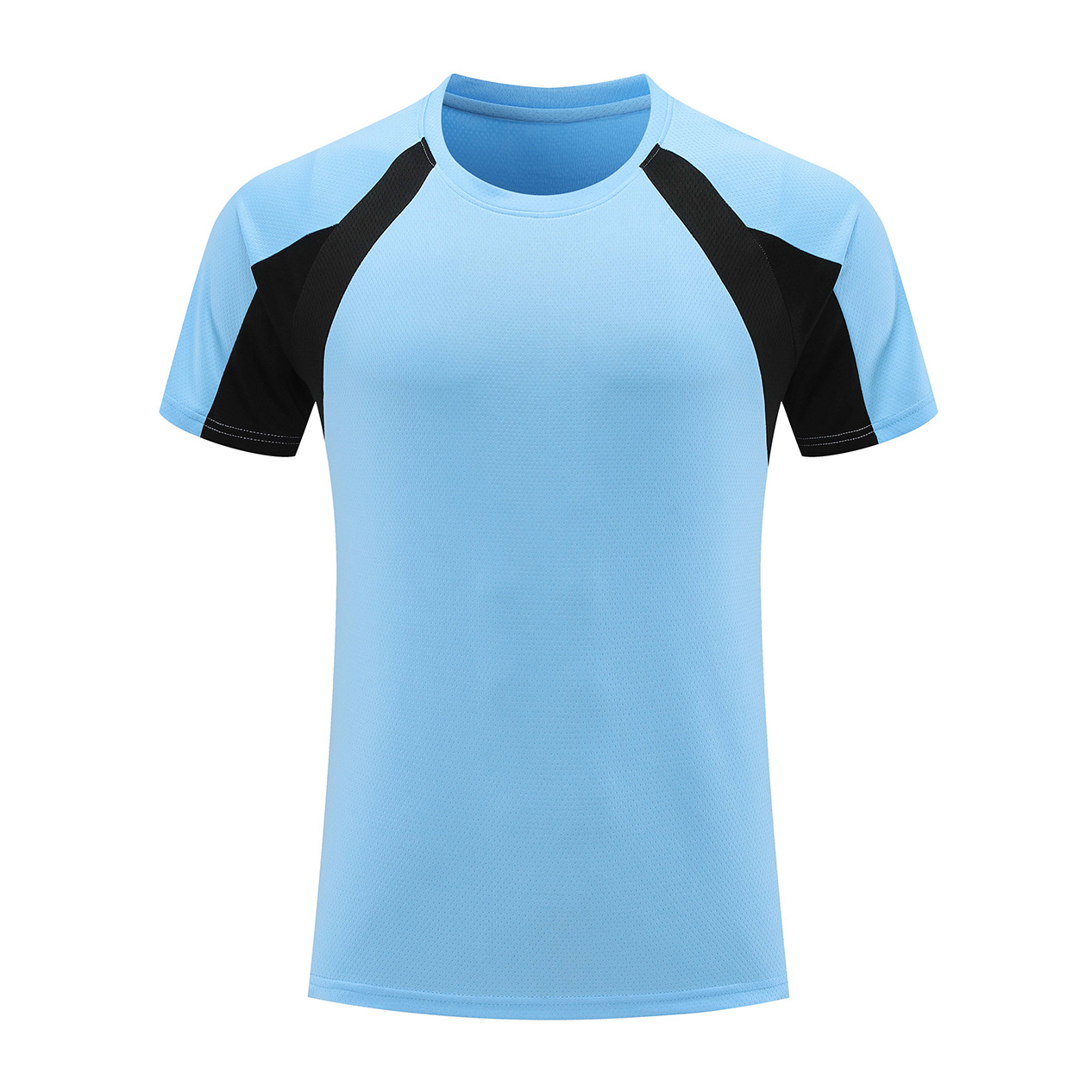 Hombre deportivo ocio mangas cortas T gran agujero de ventilación color combinado ropa de trabajo de secado rápido impresión logotipo camiseta ropa deportiva fitness