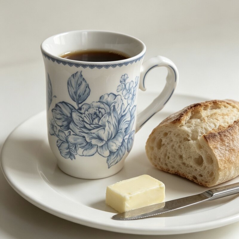 British High-Quality Ceramic Mugs, Export Surplus, Vintage Blue Rose Coffee Cups, Drinking Cups