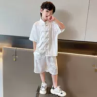 Летний тонкий комплект Hanfu для мальчиков, летняя одежда в китайском стиле, детский костюм древнего Тан, национальный тренд, летняя крутая одежда для мальчиков.