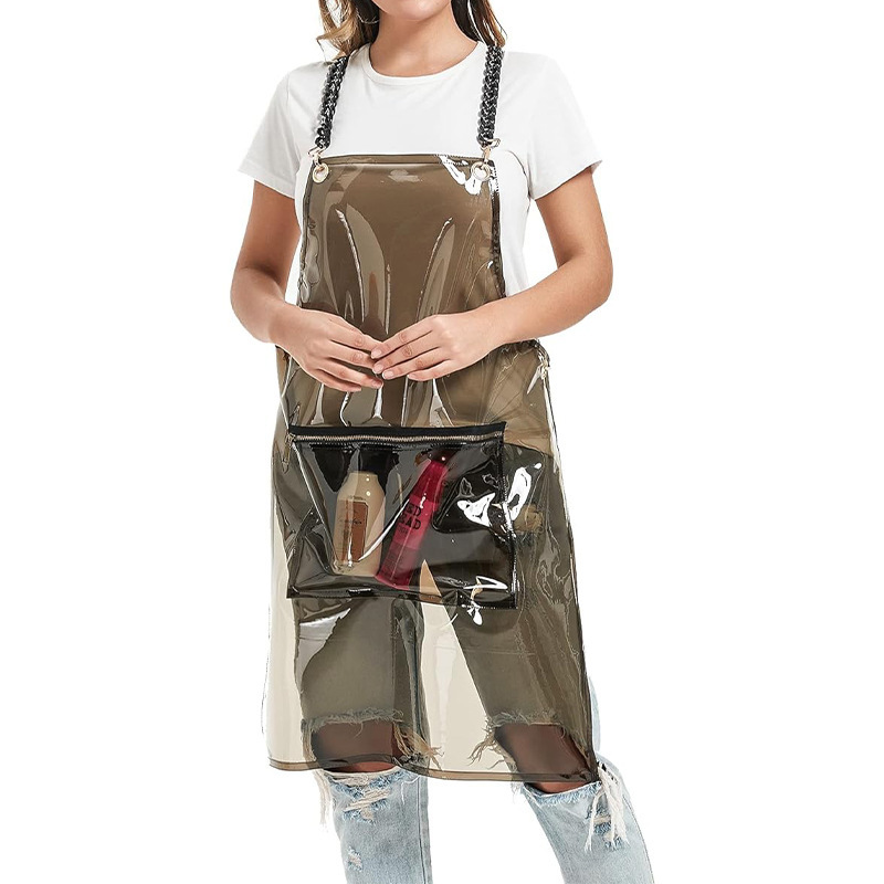 Cross-Border Hot Selling Translucent Tpu Apron Waterproof and Oil-Proof Apron Barber Salon Perm and Dye Work Apron Wholesale