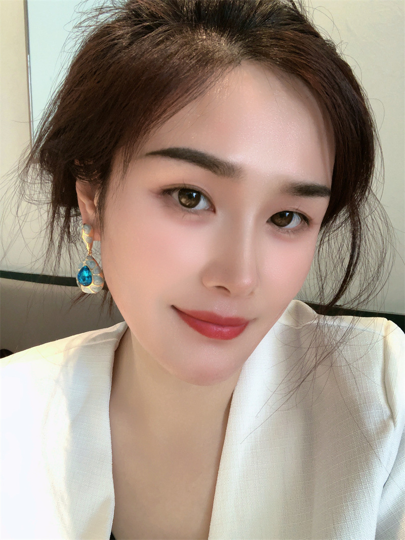 Copper Material Water Droplets Pattern Women's Gender Plating, Inlay Design 1 Pair Retro Water Droplets Plating Inlay Copper Zircon Drop Earrings