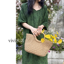 新中式国风睡裙女夏季棉绸复古蝴蝶印花中袖家居人造棉加长连衣裙