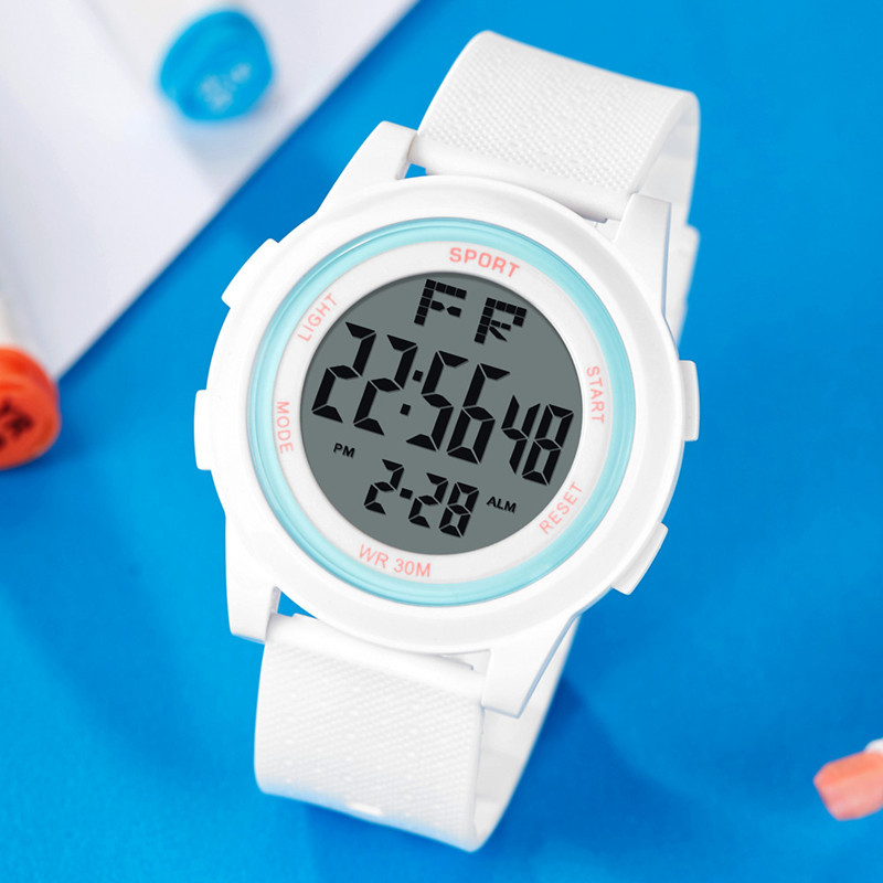 Nuevo estilo dulce macaron estudiante chica fresca moda Junior High School deportes reloj impermeable reloj electrónico