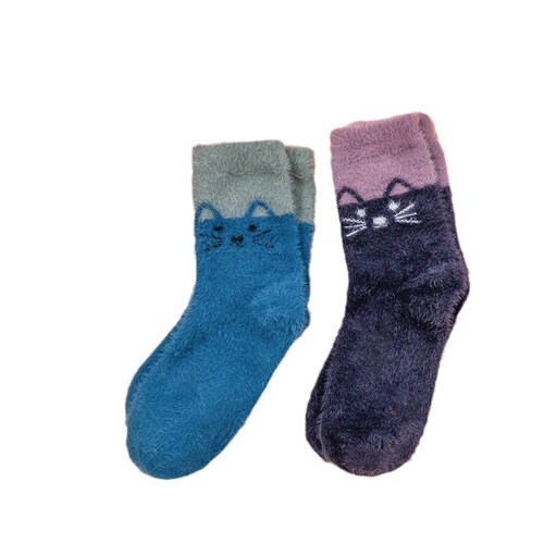 Amazon Cross-Border Foreign Trade Socks Women's Mid-calf Socks Imitation Mink Velvet Cat Thick Warm Rabbit Wool Socks AliExpress