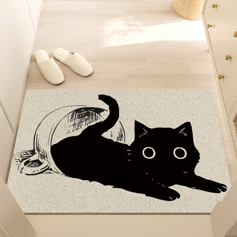 만화 고양이 입구 실크 루프 바닥 매트 가정용 입구 도어 매트 미끄럼 방지 토양 마찰 및 더러운 방지 실크 루프 발 매트