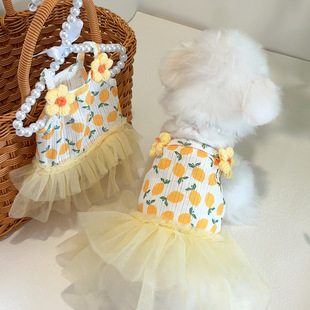 Pet Clothes Autum New Camisole Lemon Skirt Teddy Bichon Maltese Dog and Cat Clothes