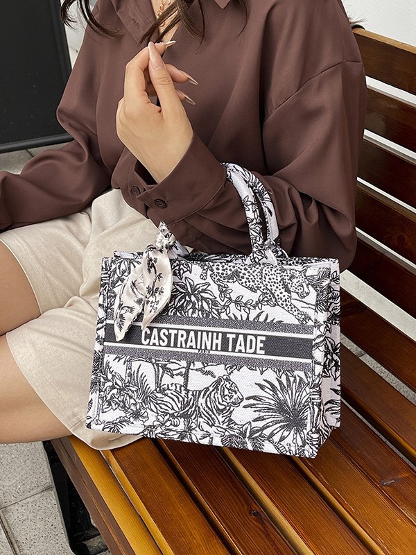 Bolso de mujer nueva impresión de lona transfronteriza bolso animal de la jungla de alta calidad de moda moda bolsa de viaje