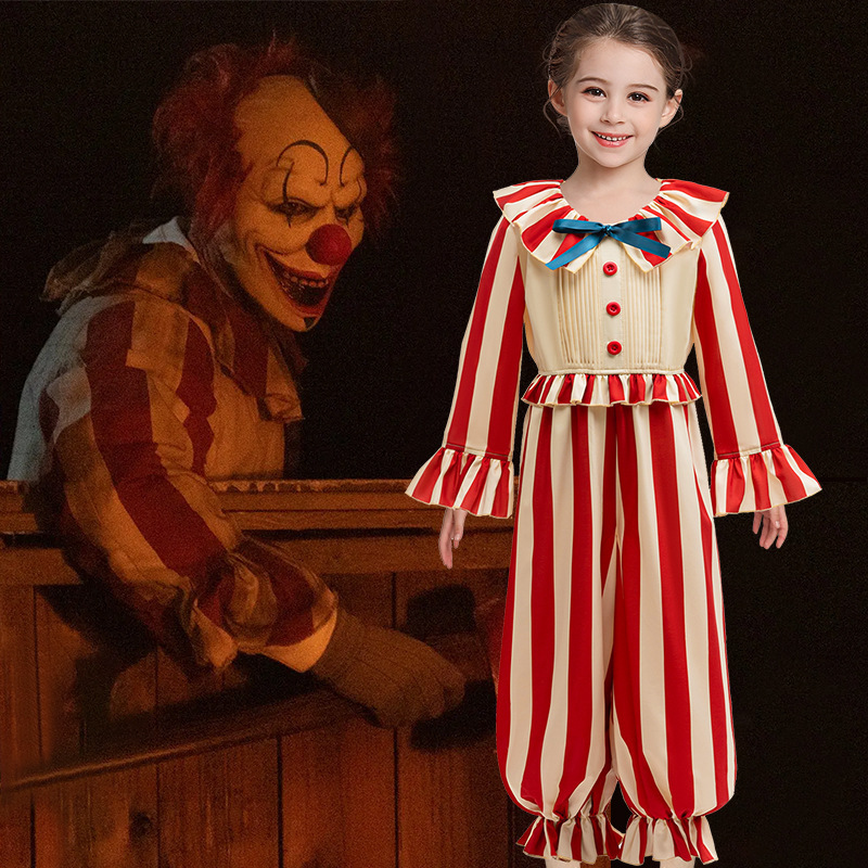 2025 Halloween Cornfield Clown Cosplay Stage Performance Costume Children's Clothing Girls Role-Playing Outfit Jumpsuit