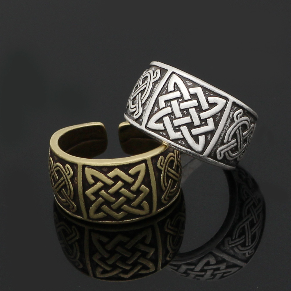 Adjustable Slavic Symbol Men's Ring Vintage Personalized Design_voghion.com