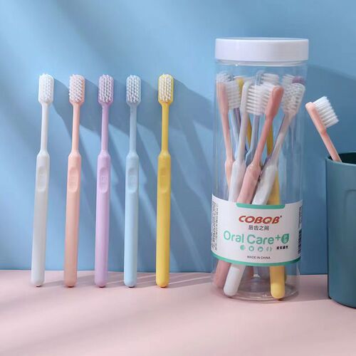 Ten macaron toothbrushes for home use, fine soft-bristled toothbrushes for adults and couples, candy-colored bucket toothbrushes