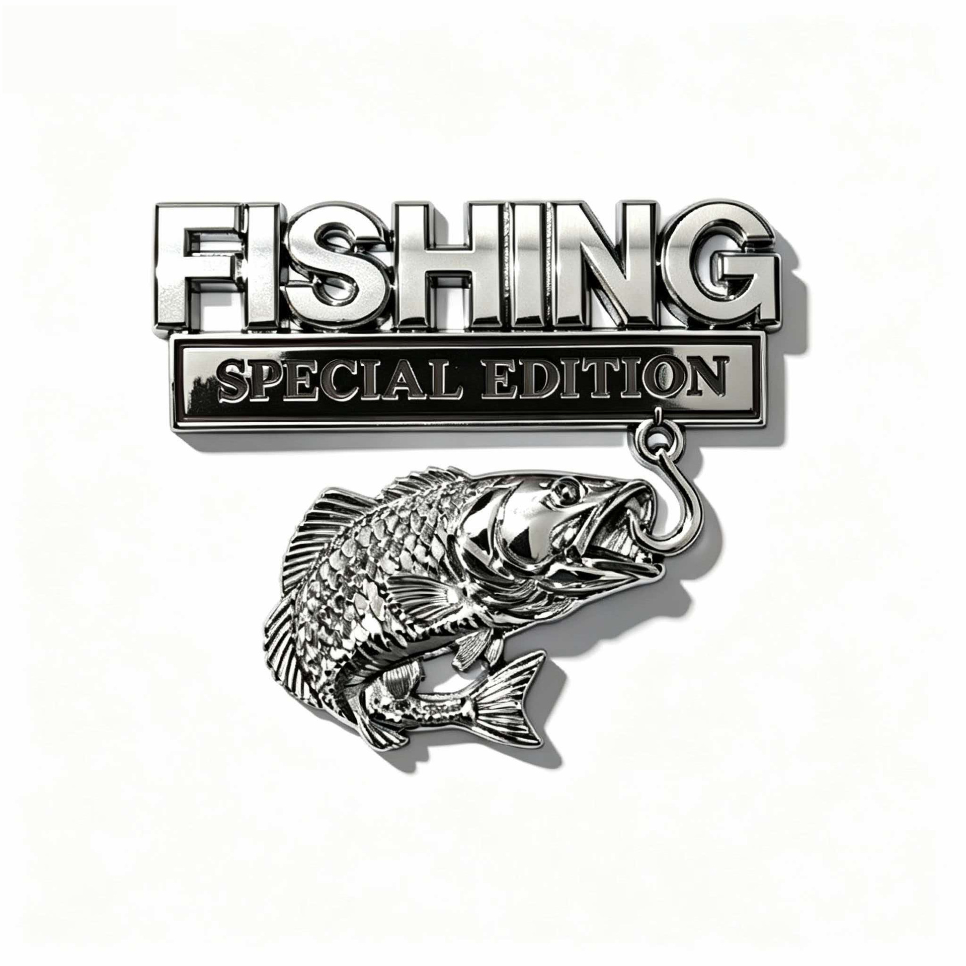 Car Logo, Automotive Emblem, Fishing Fishing Fender Emblem, Metal Edition Body Sticker, Rear Car Emblem, Fishing Car Decal