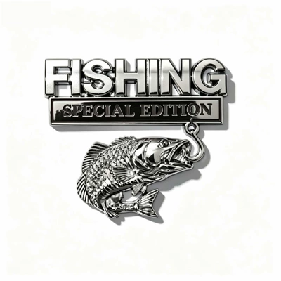 Car Logo, Automotive Emblem, Fishing Fishing Fender Emblem, Metal Edition Body Sticker, Rear Car Emblem, Fishing Car Decal (Body sticker) - silver-black