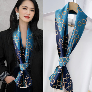 Narrow Long Strip Dress Small Silk Scarf Women's Spring and Autumn Thin Foreign Style Fashionable Elegant South Korea All-match Decorative Scarf