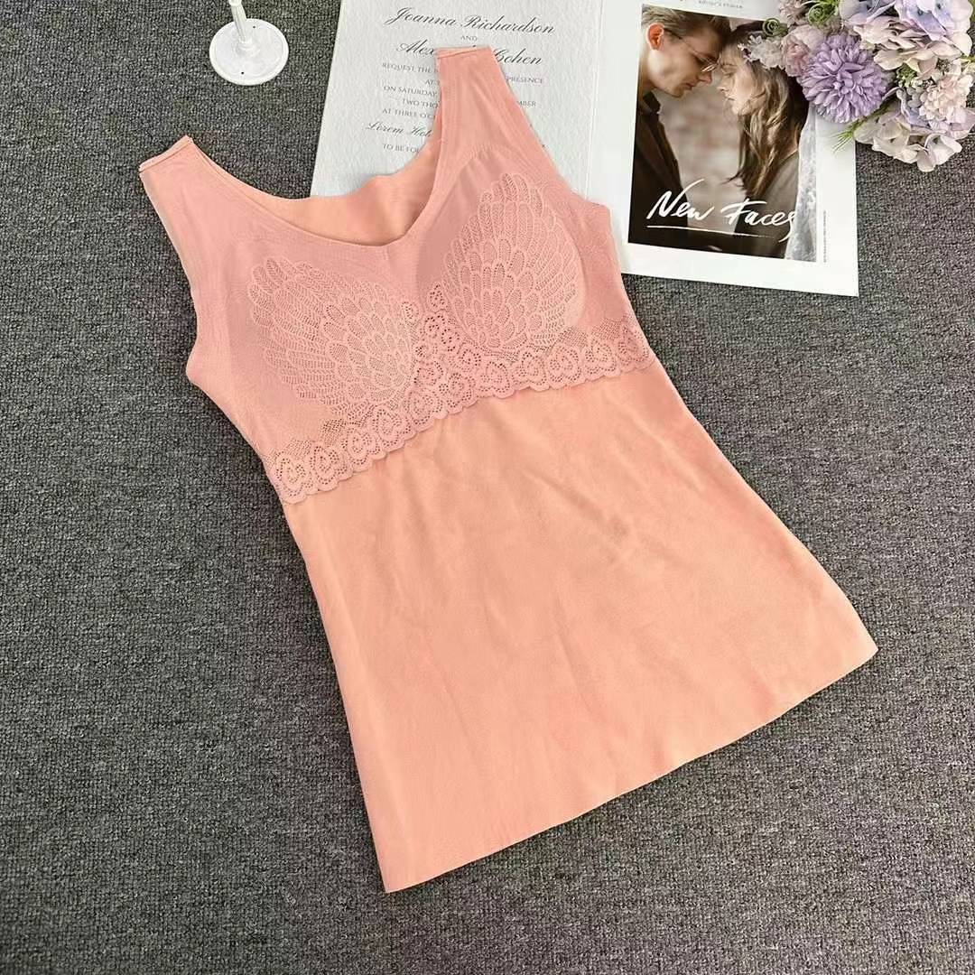Nuevo chaleco de terciopelo de terciopelo caliente, super elástico, cómodo y cálido con almohadilla de pecho, camisa interior sin marcas gruesas
