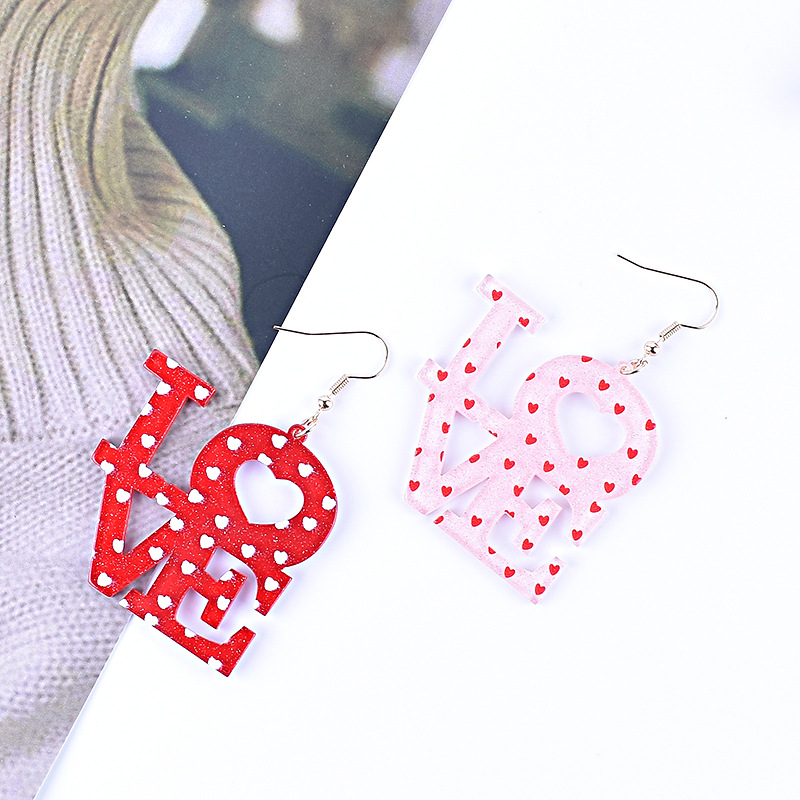 1 Pair Casual Simple Style Love Heart Shape Arylic Drop Earrings display picture 3