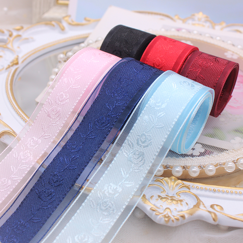 2.5CM 넓은 자카드 인쇄 원사 리본 DIY LOLITA 헤어 액세서리 헤드폰 활 소재