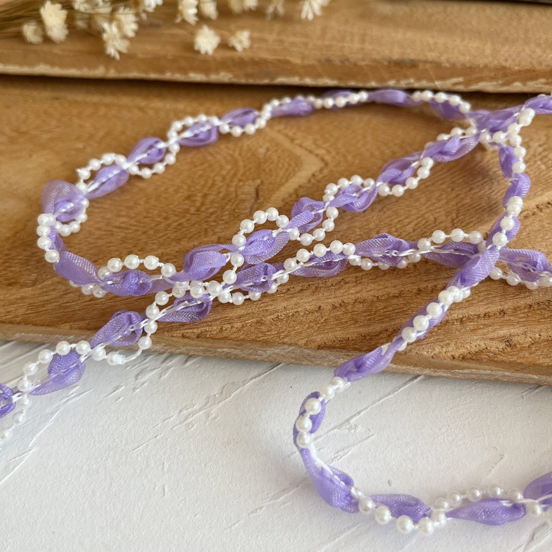 Doble capa de nieve púrpura con accesorios de encaje pleja de lótus borde cuello puño ropa hecha a mano DIY material