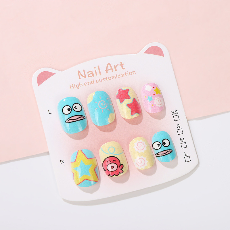 Cartoon Short Manicure Stickers Purely Handmade Kidsren's Wearable Nails Sweet Clown Fish Removable Anti-Bite Nail Stickers Cartoon Short Manicure Stickers Purely Handmade Kidsren's Wearable Nails Sweet Clown Fish Removable Anti-Bite Nail Stickers
