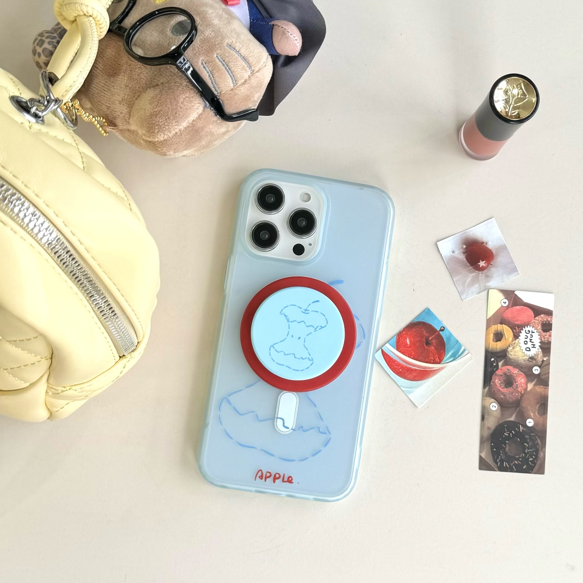 Funda para teléfono móvil iPhone 16 con núcleo de Apple azul simple coreano 14/13 Apple 15ProMax magnético 16P